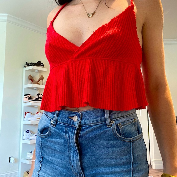 Urban outfitters crop top red strappy - Picture 1 of 2